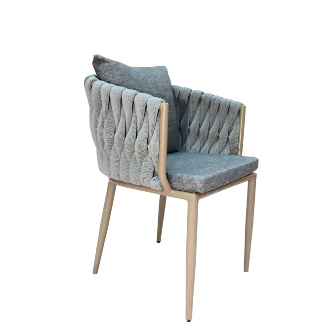 Outdoor Cushioned Single Seater Rope Weaving Dining Armchair - COOLBABY