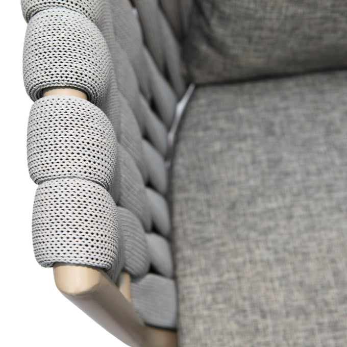 Outdoor Cushioned Single Seater Rope Weaving Dining Armchair - COOLBABY