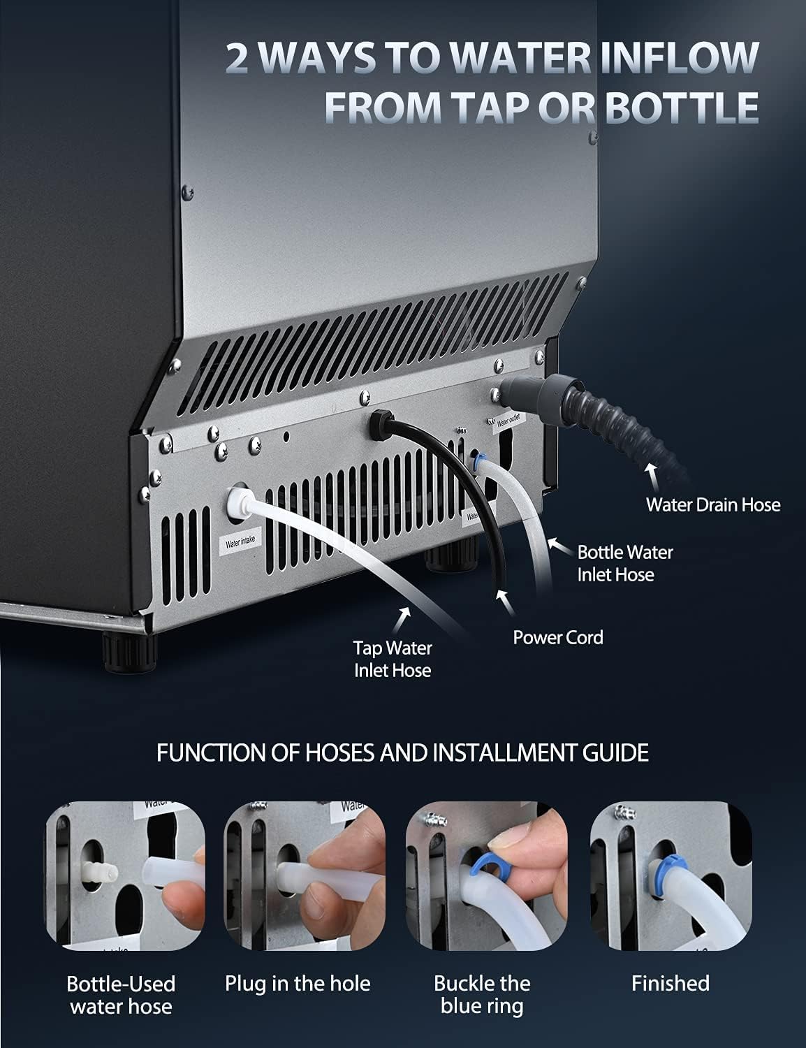 Commercial Ice Maker Machine, 80kg Daily Output, Stainless Steel, LCD Display, Automatic Water Supply, 300W, 15kg Ice Storage Capacity
