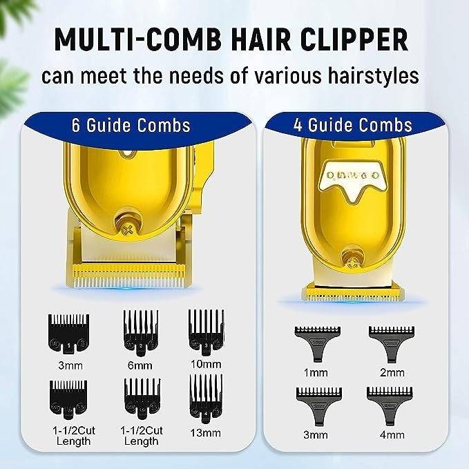 COOLBABY Professional Men's Hair Clipper Hair Cutting Kit And Zero Gap T-blade Clipper Combination Cordless Hair Clipper Set, LED Display Self-cutting Machine - COOL BABY