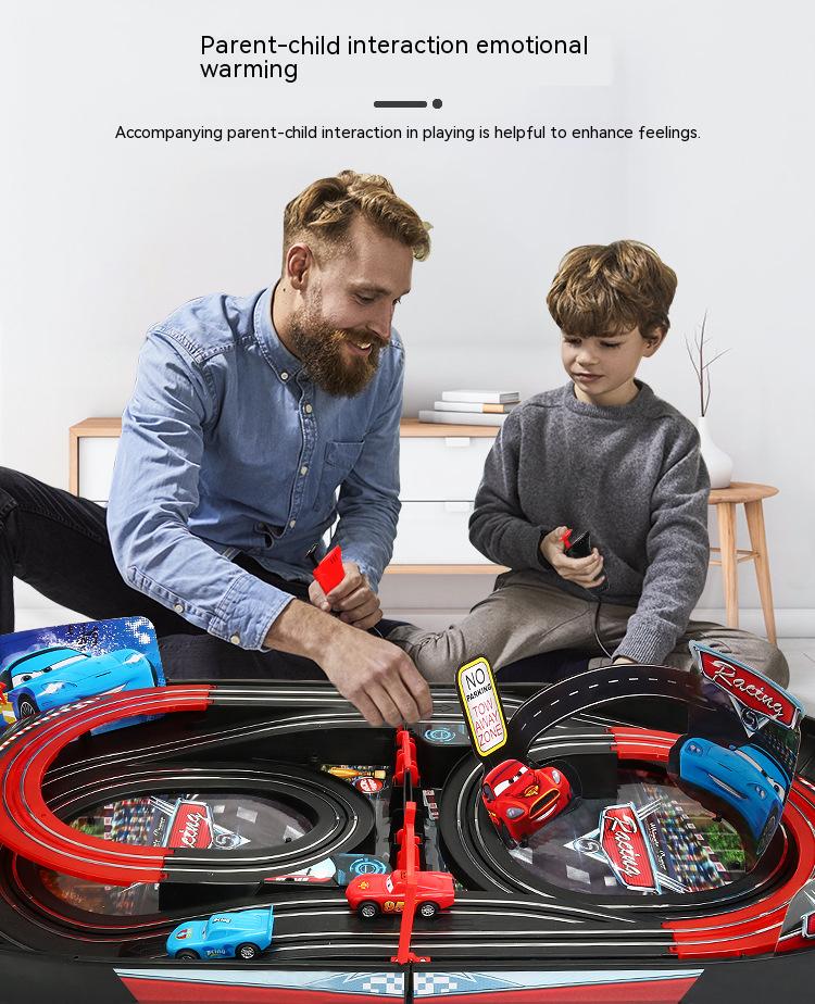 COOLBABY Twin Remote Control Racing Boys And Girls With Track Lightning McQueen Toys Electric Car Children's Racing Toys - COOL BABY