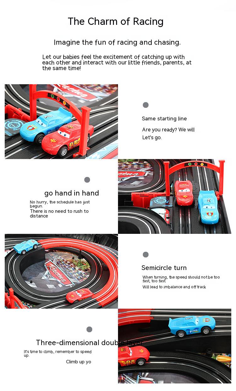 COOLBABY Twin Remote Control Racing Boys And Girls With Track Lightning McQueen Toys Electric Car Children's Racing Toys - COOL BABY