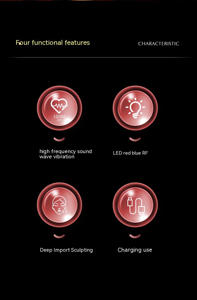 COOLBABY HQQ-WDTL Photonic Micro-sculpture Lifting And Tightening Beauty Instrument Red Warm Blue Vibration USB Rechargeable Import Instrument - COOL BABY