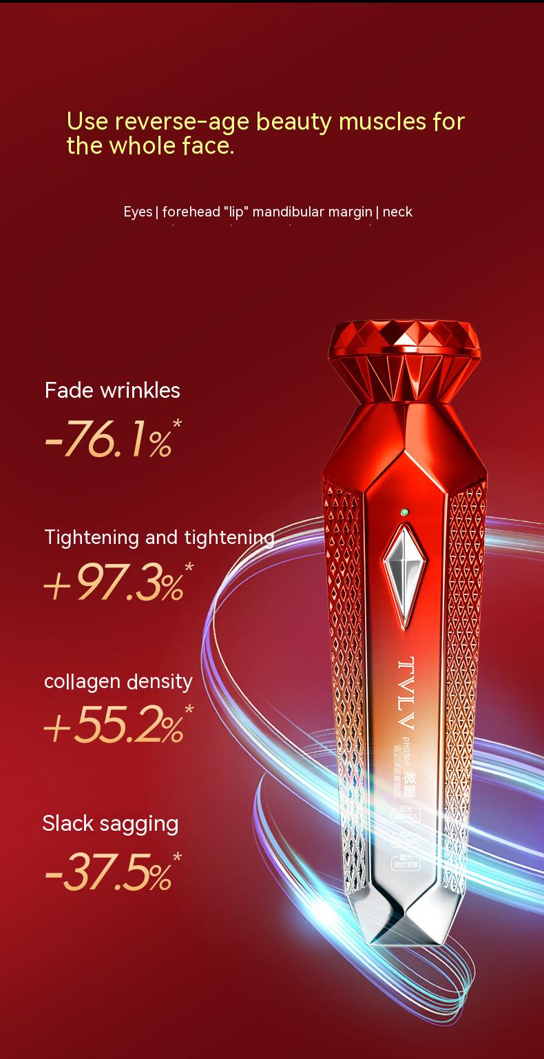 COOLBABY HQQ-WDTL Photonic Micro-sculpture Lifting And Tightening Beauty Instrument Red Warm Blue Vibration USB Rechargeable Import Instrument - COOL BABY