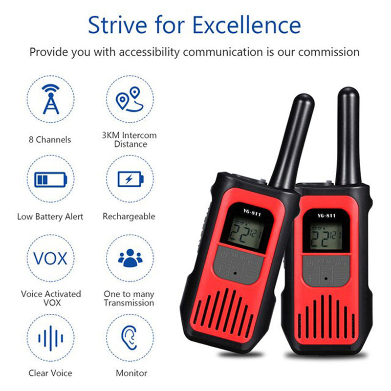 COOLBABY WQSJ020 Kids Adults Mini High Power Walkie Talkie 2 PCS,Walkie-Talkie 22 Channel Long Range Outdoor Two Radio Walkie Talkie for Kids,VOX - COOLBABY