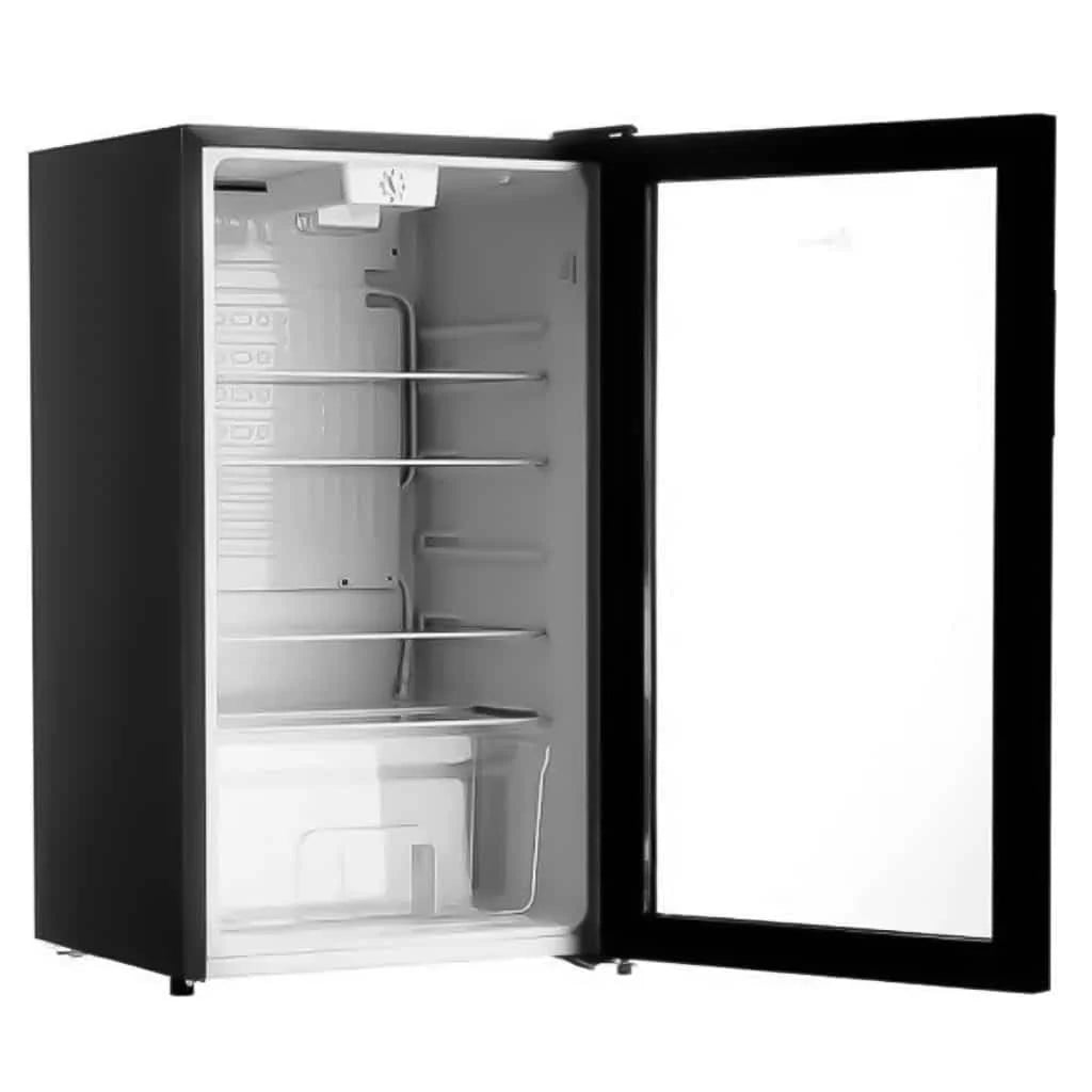 90L Beverage Refrigerator | Glass Door Mini Fridge with Adjustable Temperature | Black