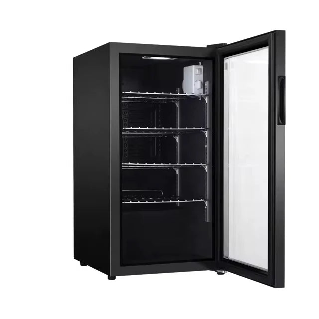 90L Display Beverage Refrigerator | Compressor Mini Bar Fridge with Glass Door