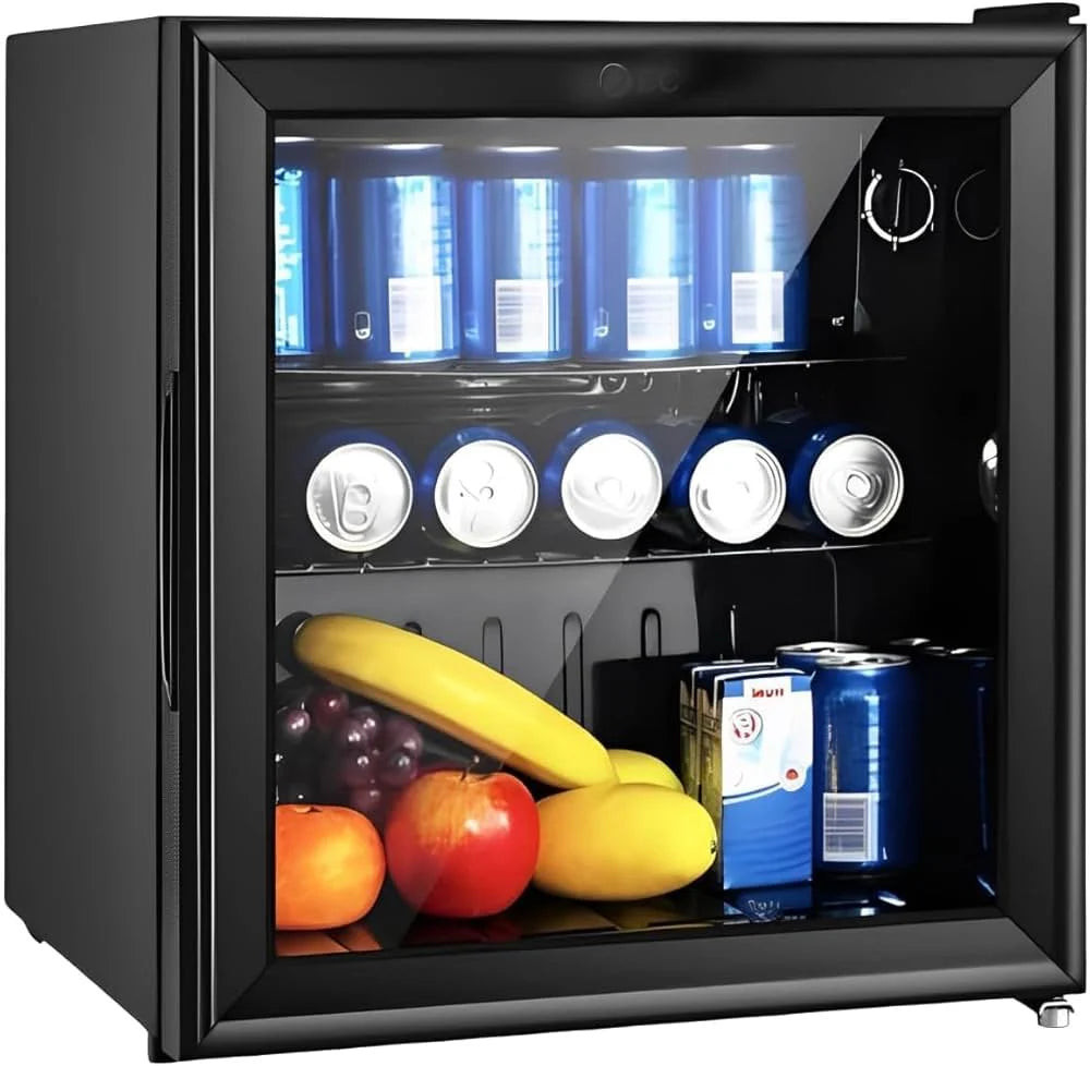 50L Glass Beverage Refrigerator | 55W Mini Drinks Fridge with Double Glass Door