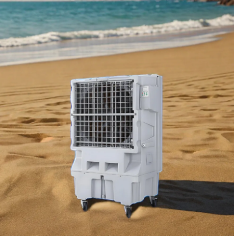 Portable Industrial Evaporative Air Cooler, indoor and outdoor areas with strong wheels & brakes - air cooler, air purifier, fan, and humidifier - COOLBABY