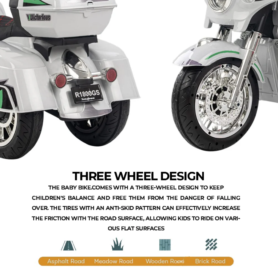 Ride On 12V Stormer Electric Police Motor Trike For Kids - COOLBABY