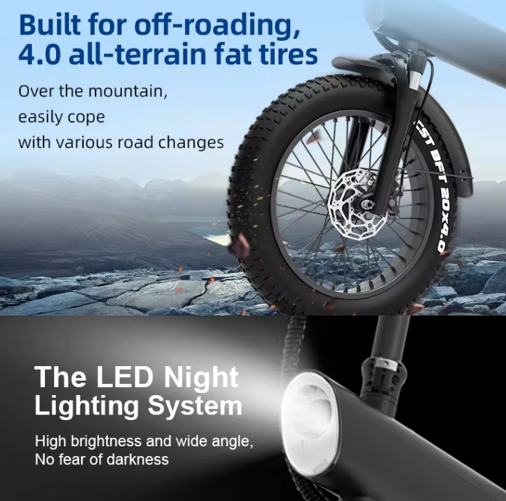 Aluminum Alloy E-Bike, 20 Inch Fat Tire, Off Road, Electric Bike Scooter - COOLBABY