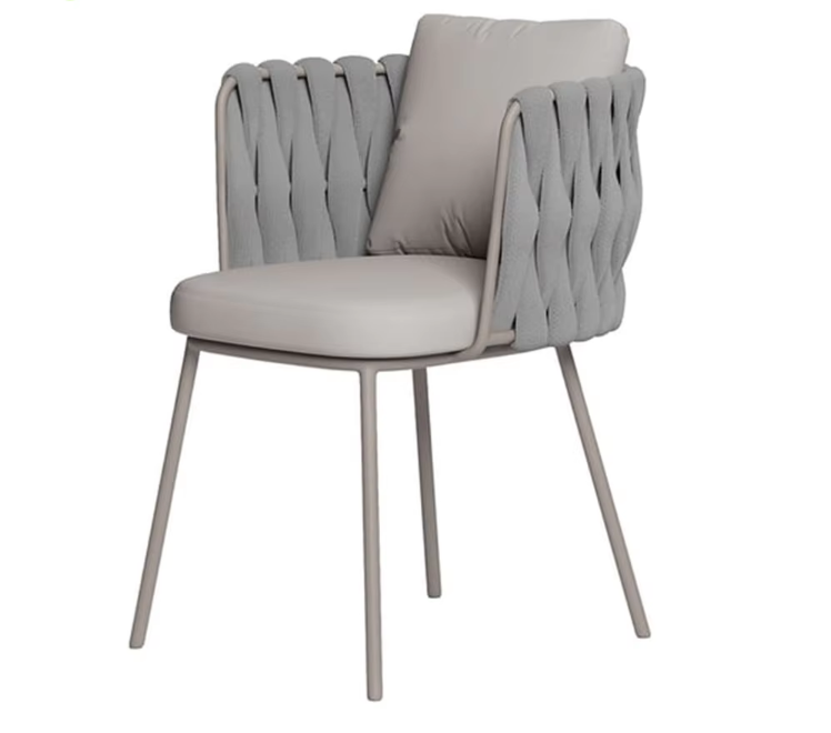Outdoor Cushioned Single Seater Rope Weaving Dining Armchair - COOLBABY