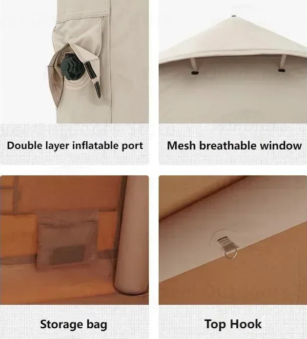 Inflatable Camping Tent Luxury Waterproof Cotton Air Tent For 4 People Family Outdoor Trip With Chimney Hole - COOLBABY