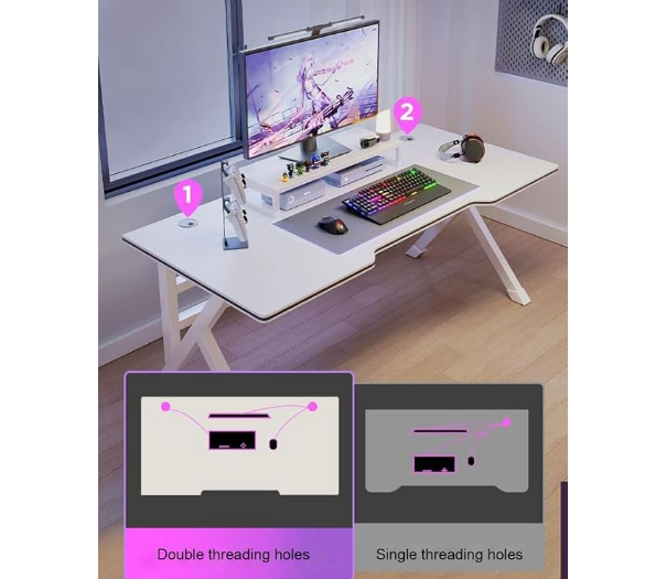 K-Shaped Sturdy Computer Desk And Gaming Table Workstation Home Office Desk 140 CM - COOLBABY