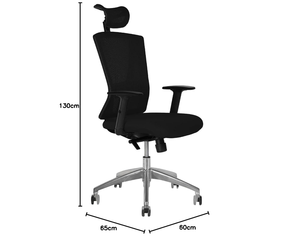 Office Executive Office High Back Chair | Mesh Back Rest | Aluminum Base with PU Arm Rest - COOLBABY