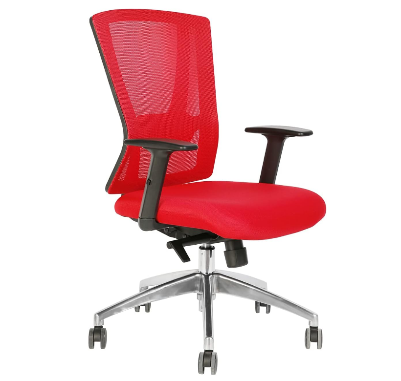 Office Executive Office Medium Back Chair, Mesh Back Rest, Aluminum Base with PU Arm Rest - COOLBABY