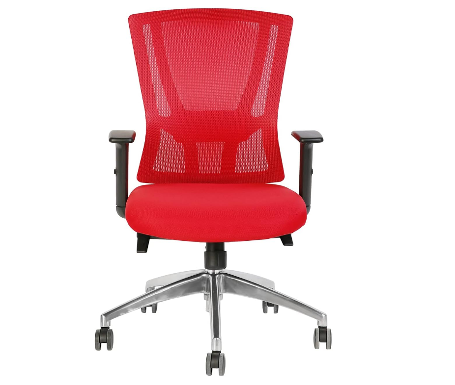Office Executive Office Medium Back Chair, Mesh Back Rest, Aluminum Base with PU Arm Rest - COOLBABY
