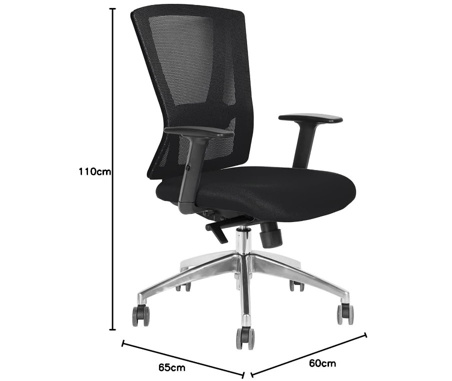 Office Executive Office Medium Back Chair, Mesh Back Rest, Aluminum Base with PU Arm Rest - COOLBABY