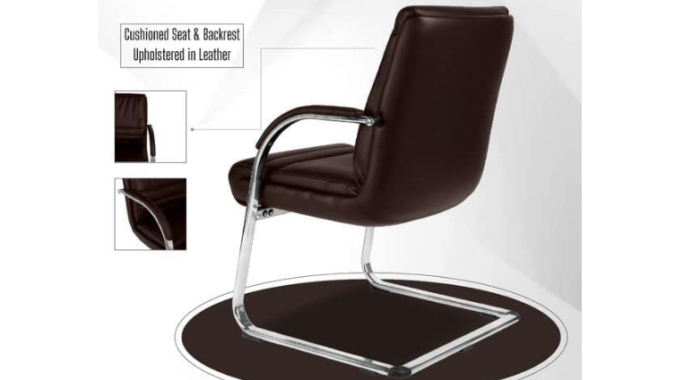 Executive Office Chair | Leather Back Rest & Upholstery Leather Seat Base | Metal Wheel Base - COOLBABY