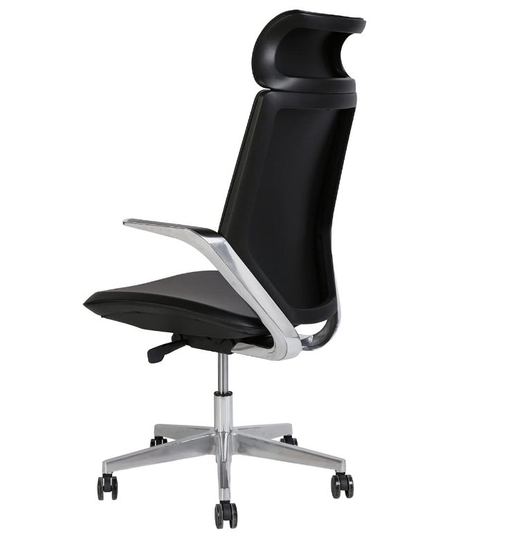 Executive Office Chair | Vinyl Back Rest | Metal/Chrome Wheel Base, Black - COOLBABY