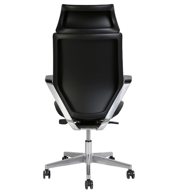 Executive Office Chair | Vinyl Back Rest | Metal/Chrome Wheel Base, Black - COOLBABY