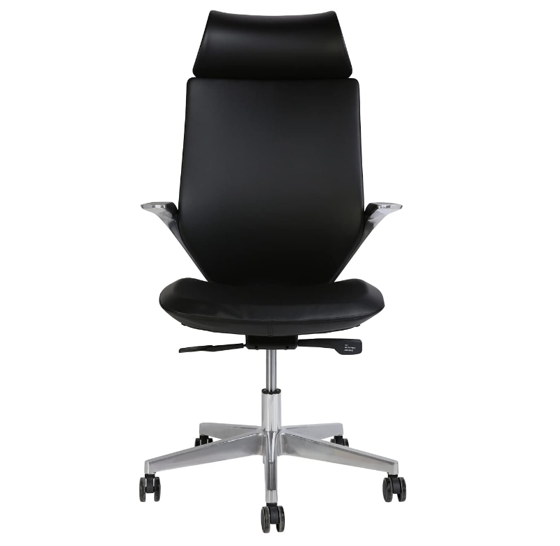 Executive Office Chair | Vinyl Back Rest | Metal/Chrome Wheel Base, Black - COOLBABY