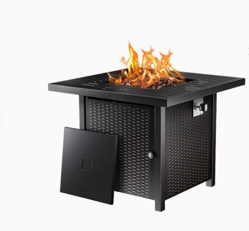 Rattan Look Fire Pit Table, 71*71*62 CM - COOLBABY