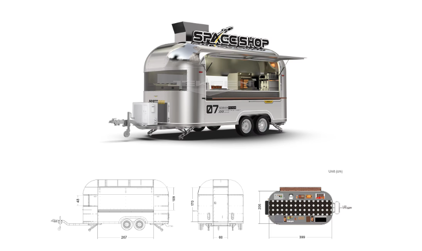 Portable Food Truck, Mobile Kitchen With Full Kitchen Equipment - COOLBABY