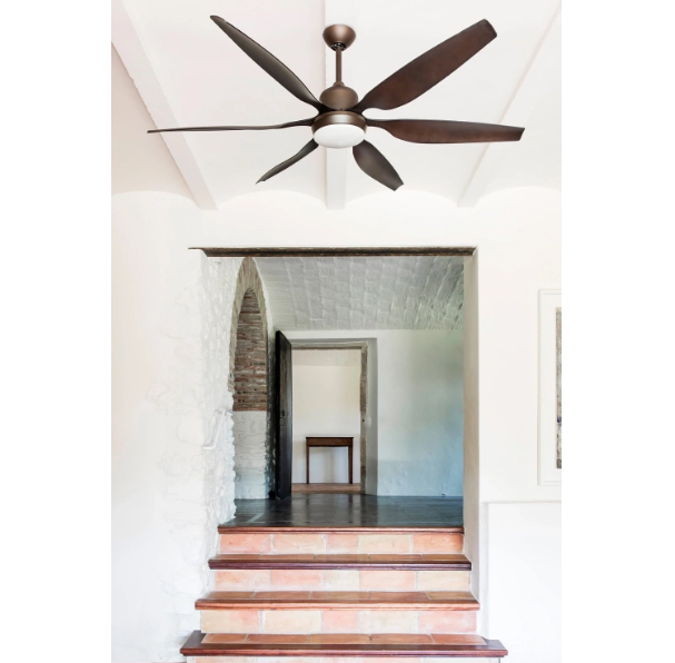 Dark Brown Ceiling Fan Ø 168CM Light Integrated And Remote Control Included - COOLBABY