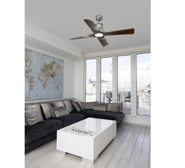 Fan Ø 127CM Ceiling Fan Chrome/Brown With Remote Control Included - COOLBABY