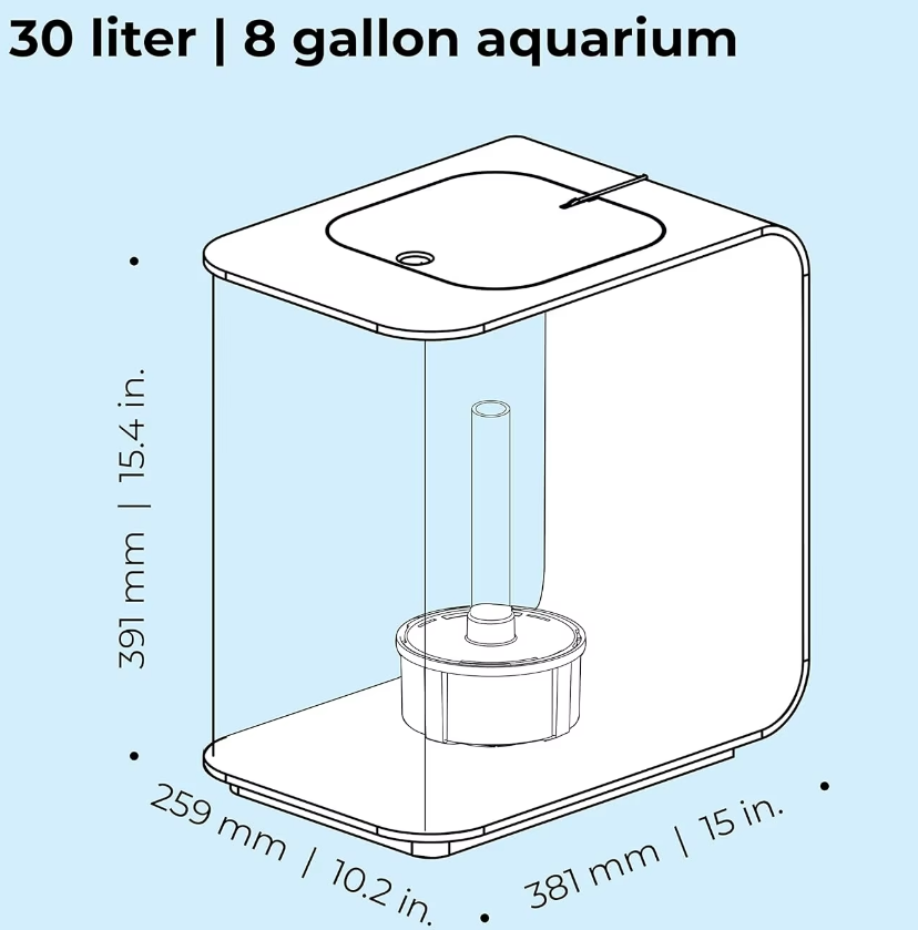 8-Gallon Aquarium With White LED Lights, Modern Tank For Tabletop Display White - COOLBABY