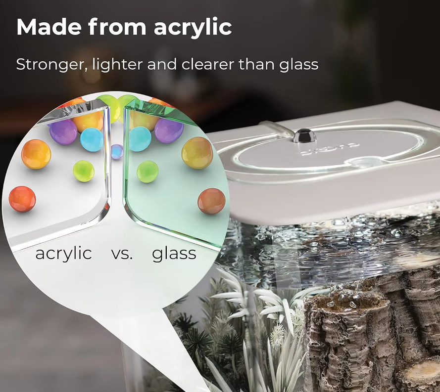 8-Gallon Aquarium With White LED Lights, Modern Tank For Tabletop Display White - COOLBABY