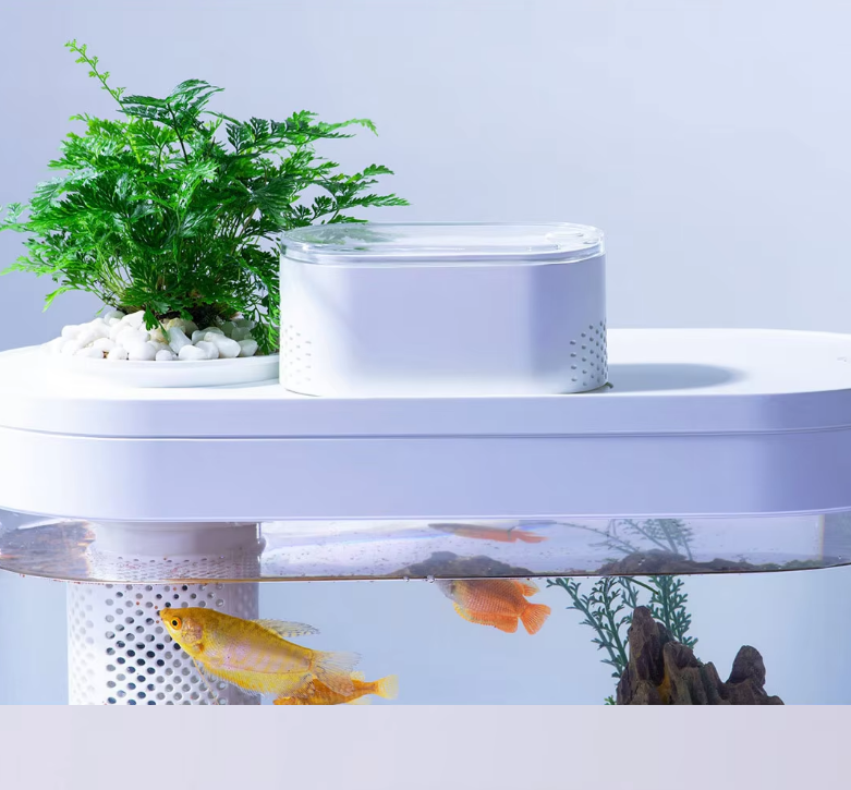 Smart Fish Tank, Ecological Advanced Aquarium Pro Wi-Fi Box Automatic Feeder, RGB Light for Home App - COOLBABY