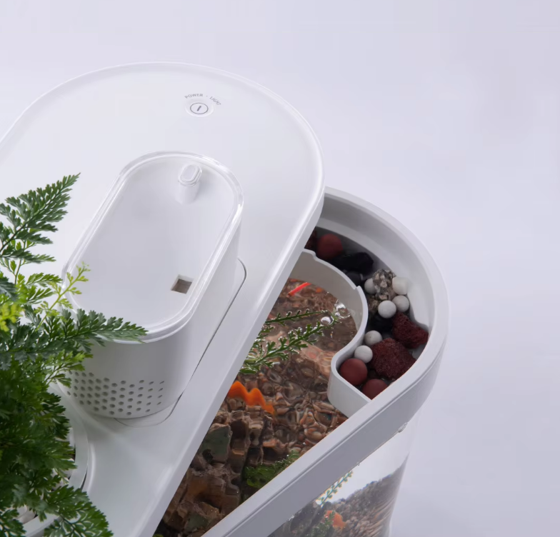 Smart Fish Tank, Ecological Advanced Aquarium Pro Wi-Fi Box Automatic Feeder, RGB Light for Home App - COOLBABY