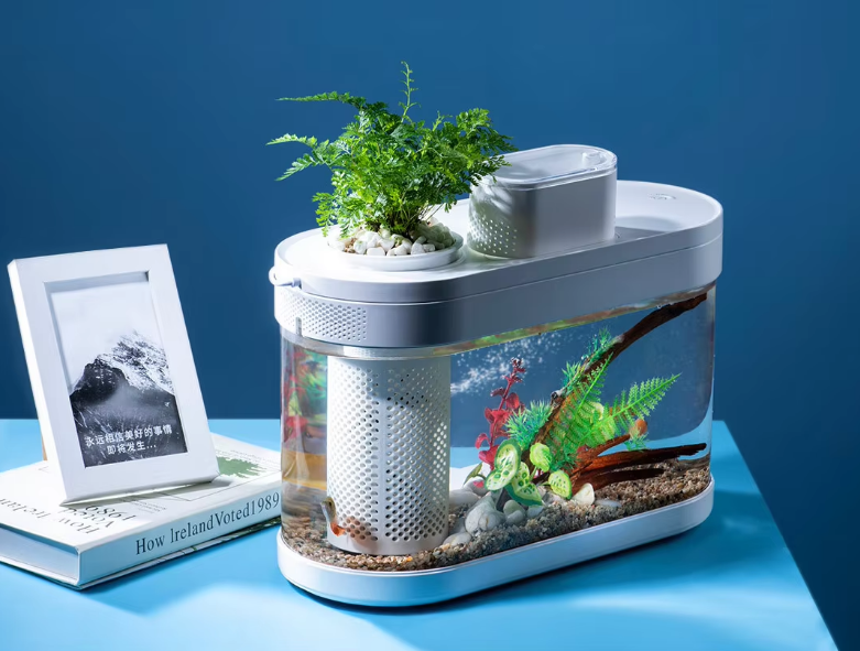 Smart Fish Tank, Ecological Advanced Aquarium Pro Wi-Fi Box Automatic Feeder, RGB Light for Home App - COOLBABY