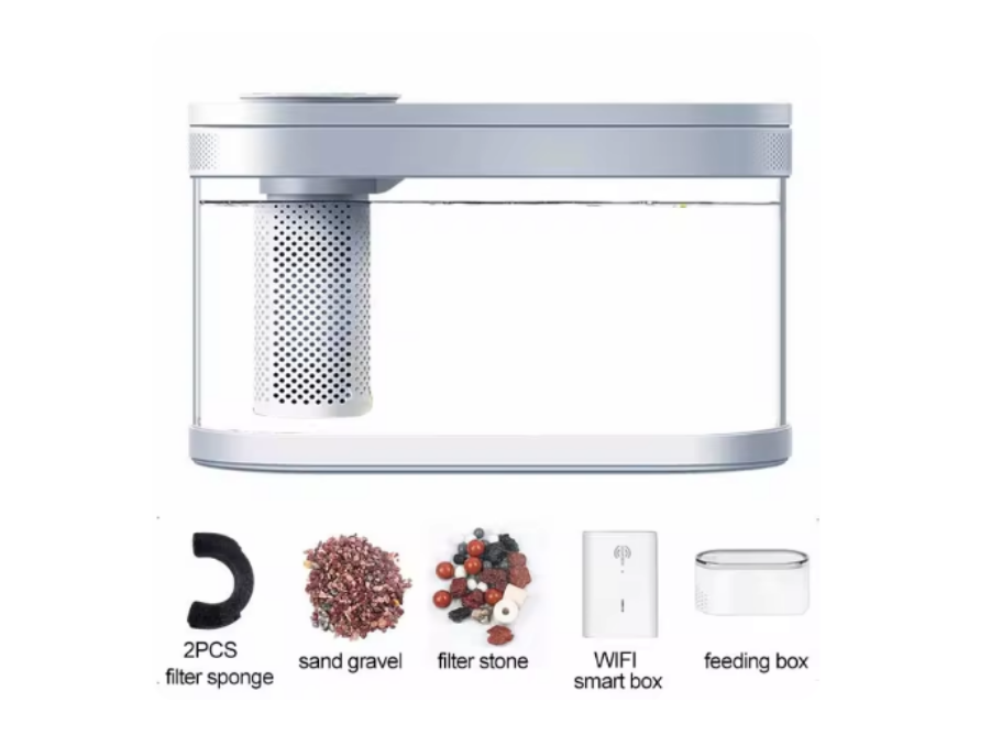 Smart Fish Tank, Ecological Advanced Aquarium Pro Wi-Fi Box Automatic Feeder, RGB Light for Home App - COOLBABY