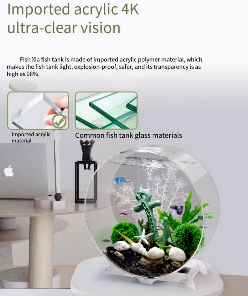 Aquarium Creative Desktop Fish Tank, Free Water Change Ecological, Fish Tank Aquarium Accessories - COOLBABY