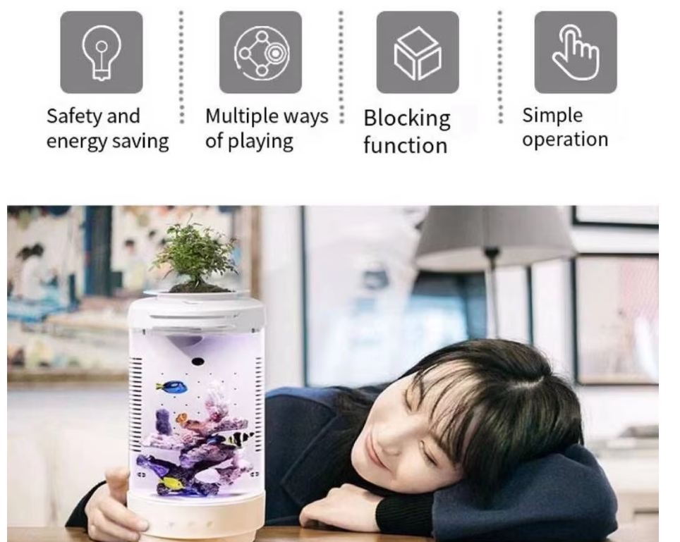 Aquarium Small Fish Tank, Free Water Change, Tank Ecological, Filter Oxygen Lighting, Aquarium Accessories - COOLBABY