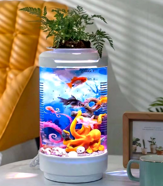 Aquarium Small Fish Tank, Free Water Change, Tank Ecological, Filter Oxygen Lighting, Aquarium Accessories - COOLBABY
