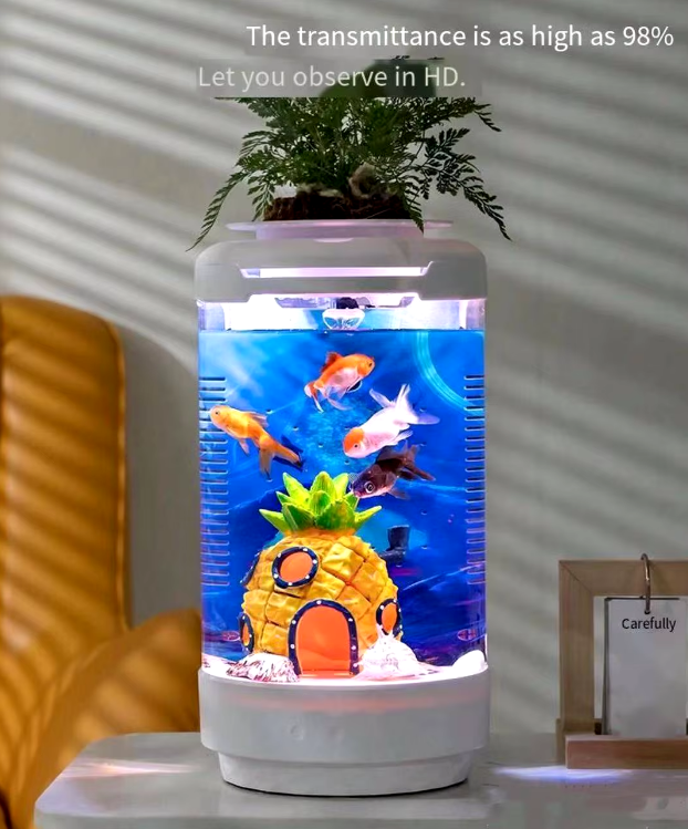 Aquarium Small Fish Tank, Free Water Change, Tank Ecological, Filter Oxygen Lighting, Aquarium Accessories - COOLBABY