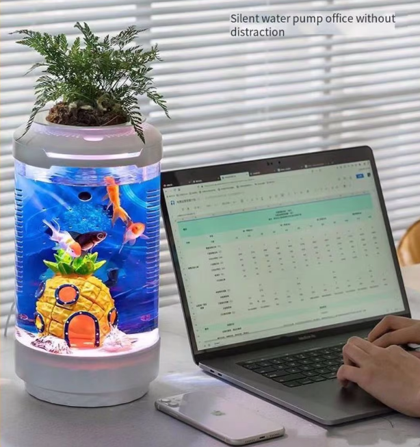 Aquarium Small Fish Tank, Free Water Change, Tank Ecological, Filter Oxygen Lighting, Aquarium Accessories - COOLBABY
