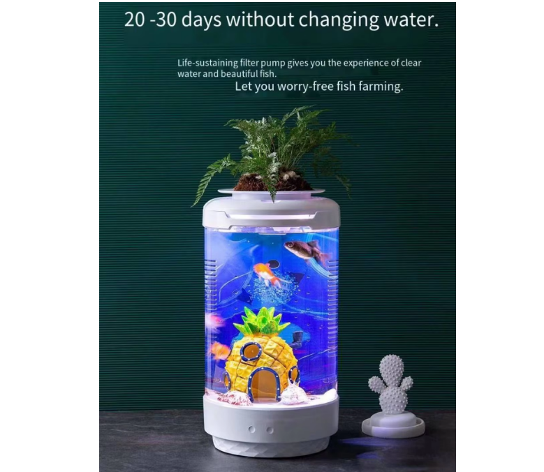 Aquarium Small Fish Tank, Free Water Change, Tank Ecological, Filter Oxygen Lighting, Aquarium Accessories - COOLBABY