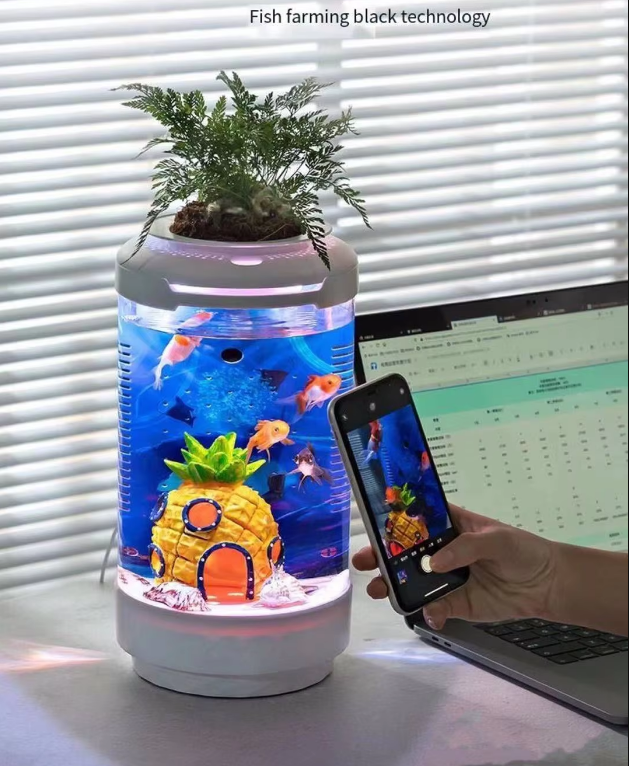 Aquarium Small Fish Tank, Free Water Change, Tank Ecological, Filter Oxygen Lighting, Aquarium Accessories - COOLBABY