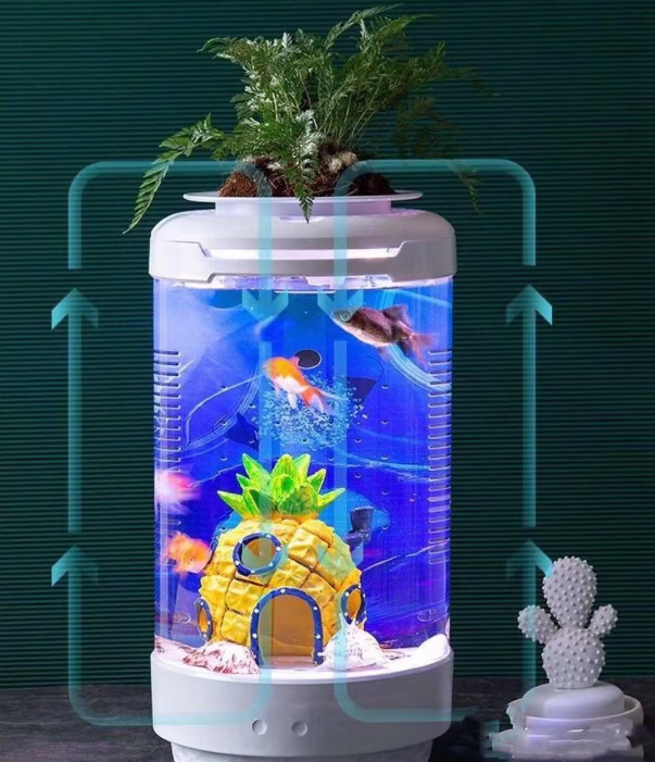 Aquarium Small Fish Tank, Free Water Change, Tank Ecological, Filter Oxygen Lighting, Aquarium Accessories - COOLBABY