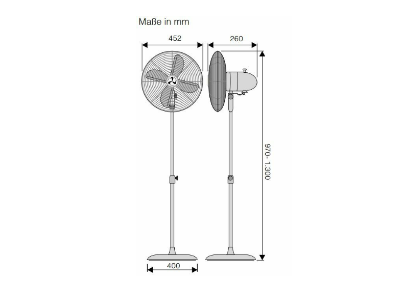 Metal Pedestal Fan, Standing Fan Adjustable Height Up To 1,300 mm, 3 Speeds - COOLBABY