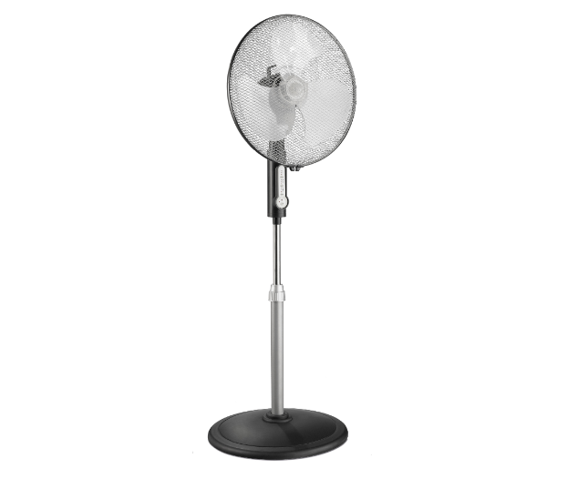 black anthracite stand fan with remote control, height adjustable up to 1.335 mm, 3 speeds and LEDs showing - COOLBABY