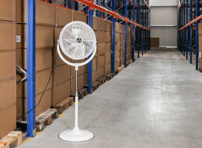 Industrial Fan, 2 In 1 Floor Standing Or Wall Mounted, Commercial Pedestal Fan, Height Adjustable Up To 1500 mm - COOLBABY
