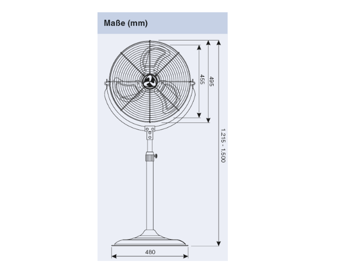 Industrial Fan, 2 In 1 Floor Standing Or Wall Mounted, Commercial Pedestal Fan, Height Adjustable Up To 1500 mm - COOLBABY