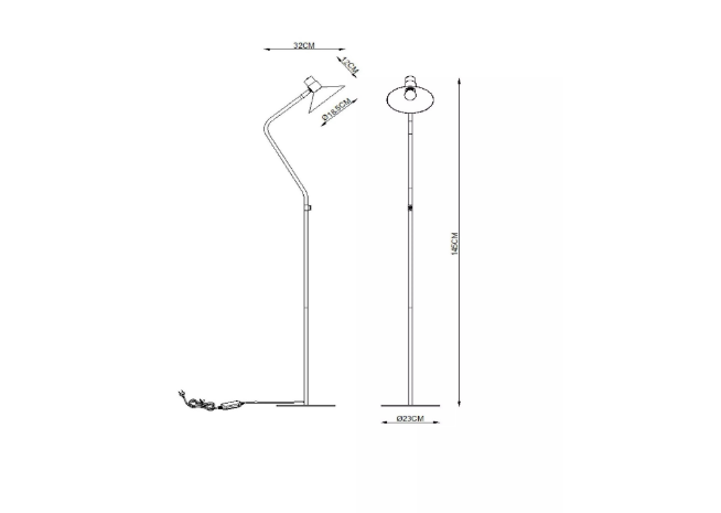 Floor Lamp Ø 23cm 1xE14 Black/Brass - 3 Step Dimmable - COOLBABY