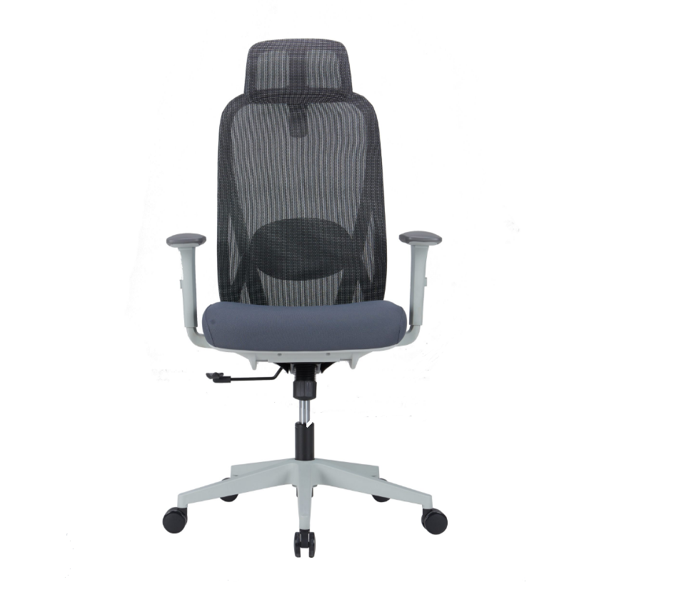 High Back Ergonomic Swivel Office Chair with Adjustable Back & Headrest Computer Chair - grey frame - COOLBABY